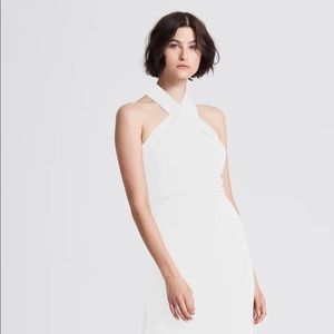 halston neck crepe gown